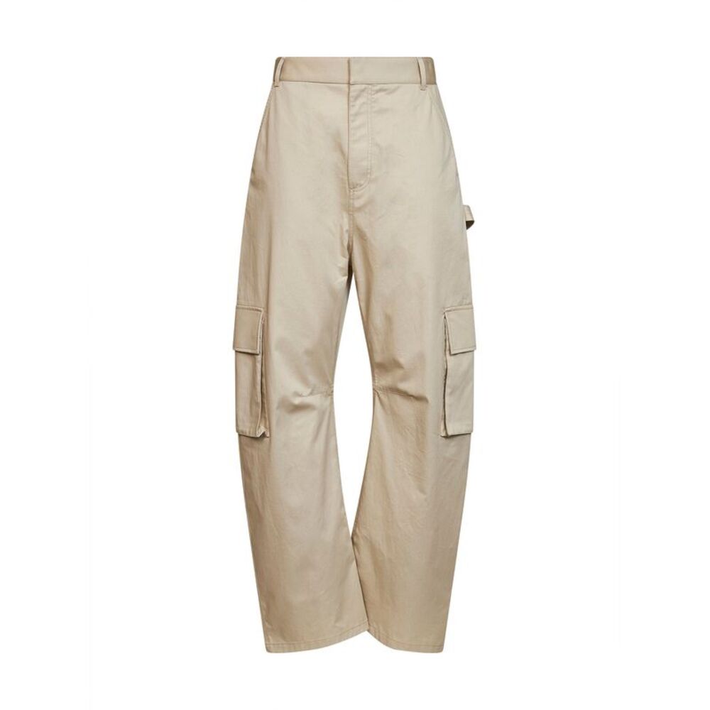 Balenciaga Women Beige Regenerative Cotton Twill Relaxed Cargo Pants